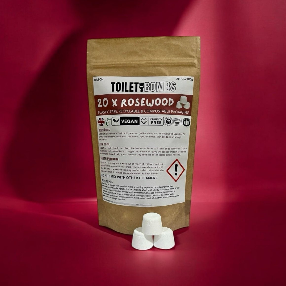 Rosewood Toilet Refresher Bombs - 20 Per Pack