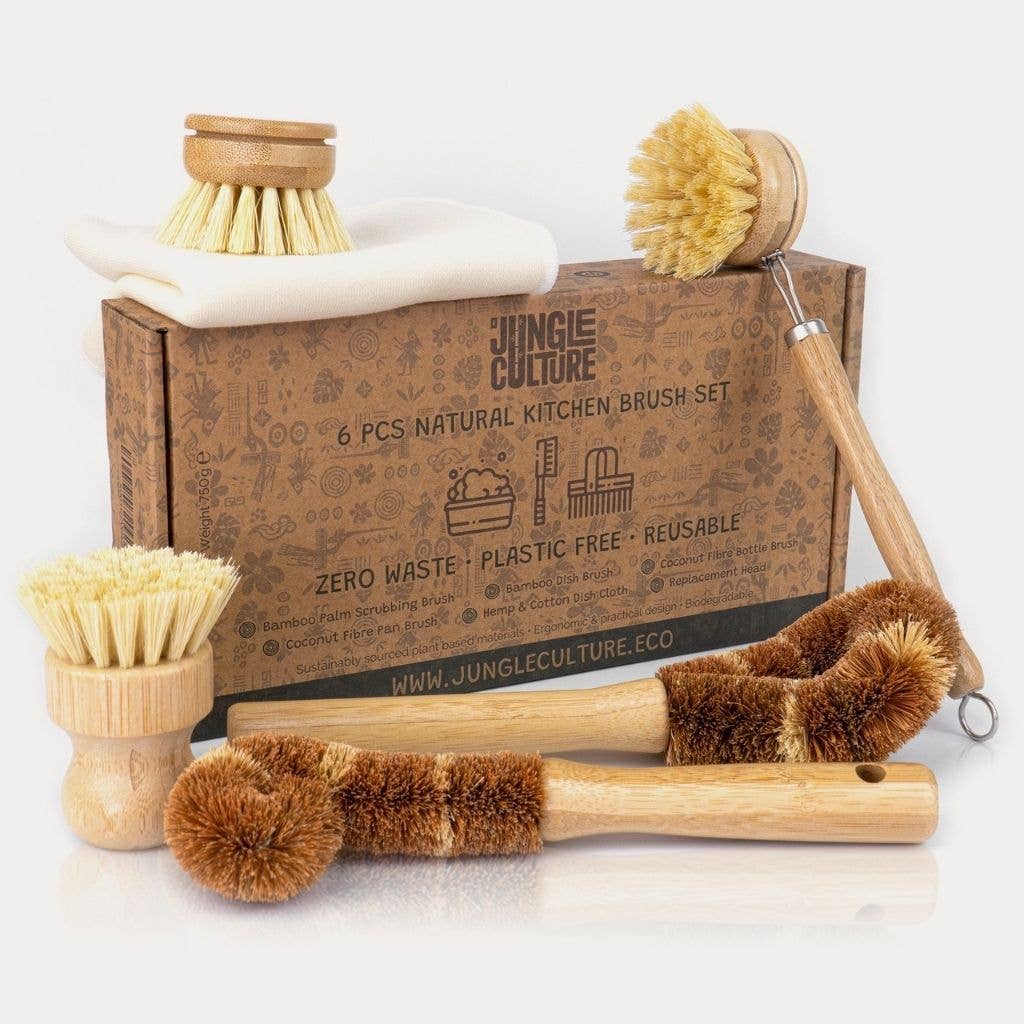 Bamboo Eco-Friendly Dish Brush Set (6 Piece)