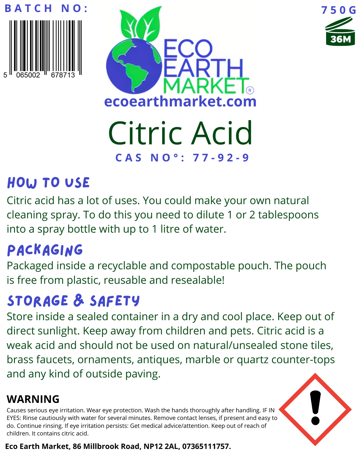 Citric Acid 750g