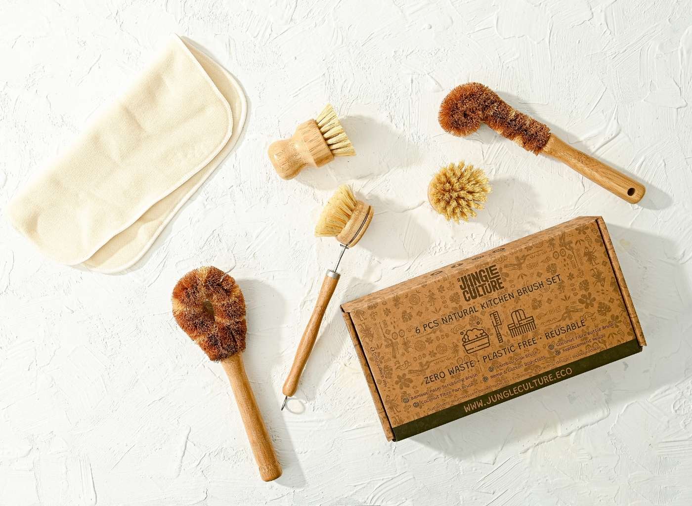 Bamboo Eco-Friendly Dish Brush Set (6 Piece)