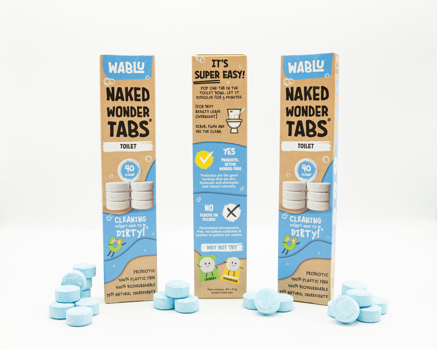 WABLU Naked Wonder Tabs® – Probiotic Toilet Tabs (40 Pack)