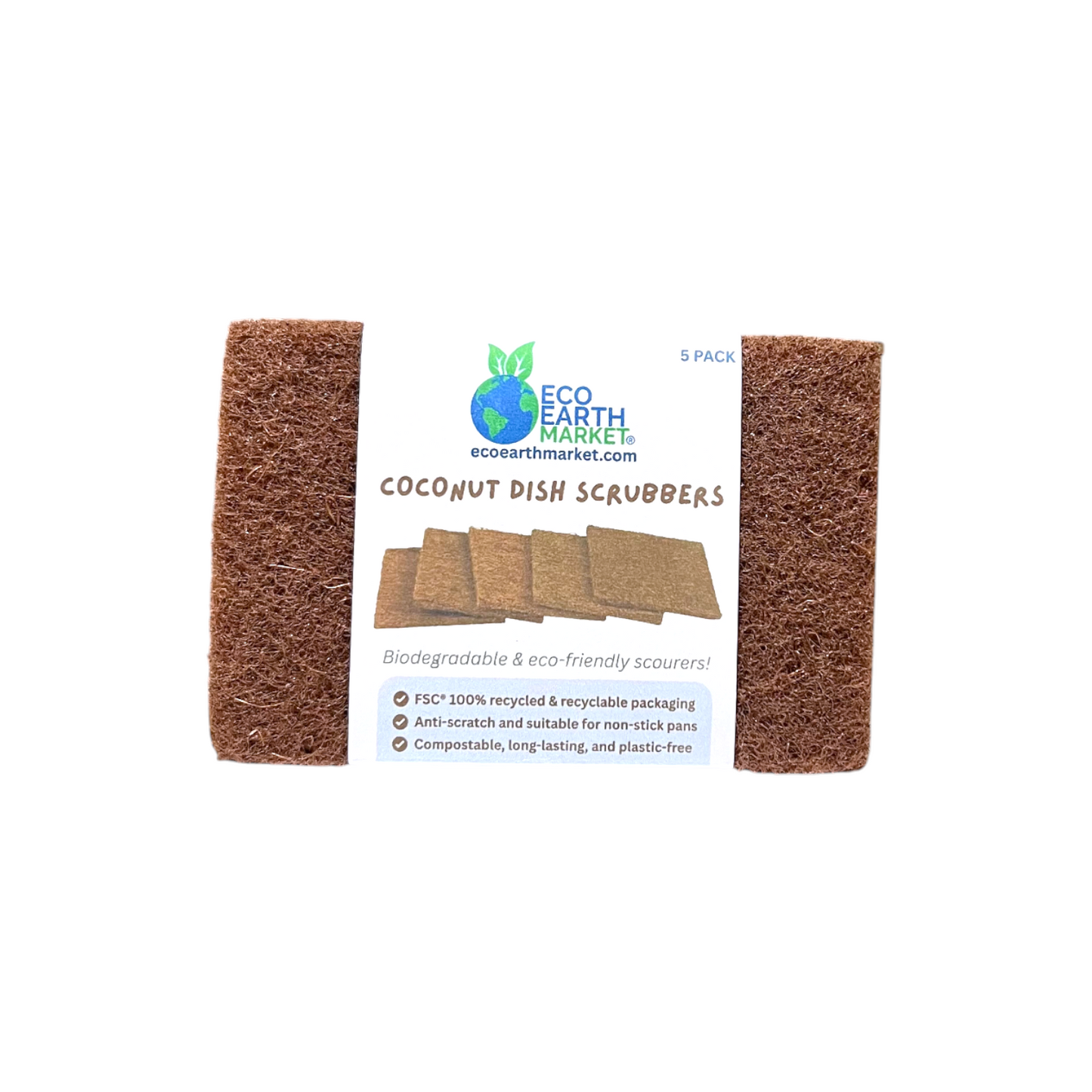 Coconut Dish Scrubbers - Pack of 5 Scourers