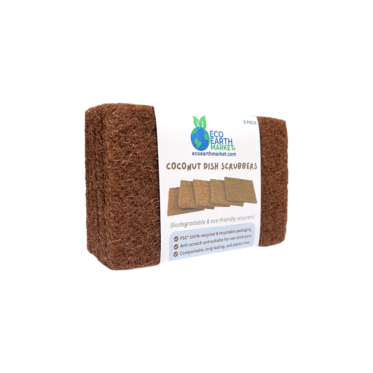 Coconut Dish Scrubbers - Pack of 5 Scourers