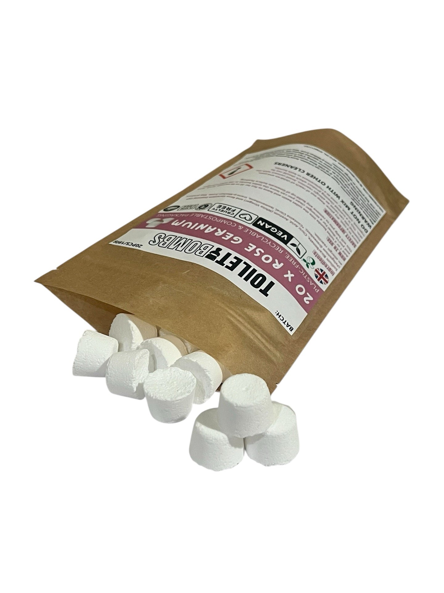 Rose Geranium Toilet Refresher Bombs - 20 Per Pack