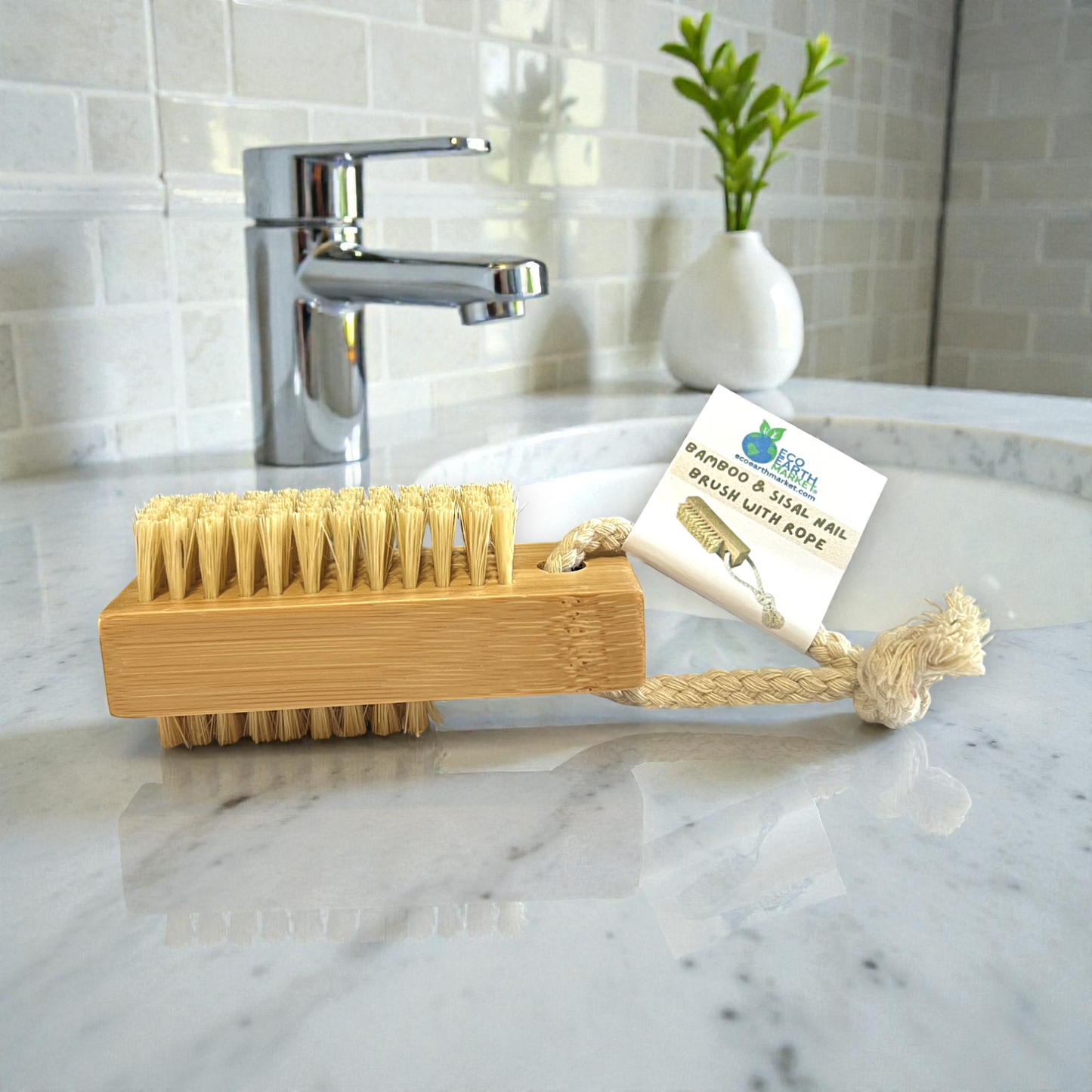 Bamboo & Sisal Nail Brush With Rope