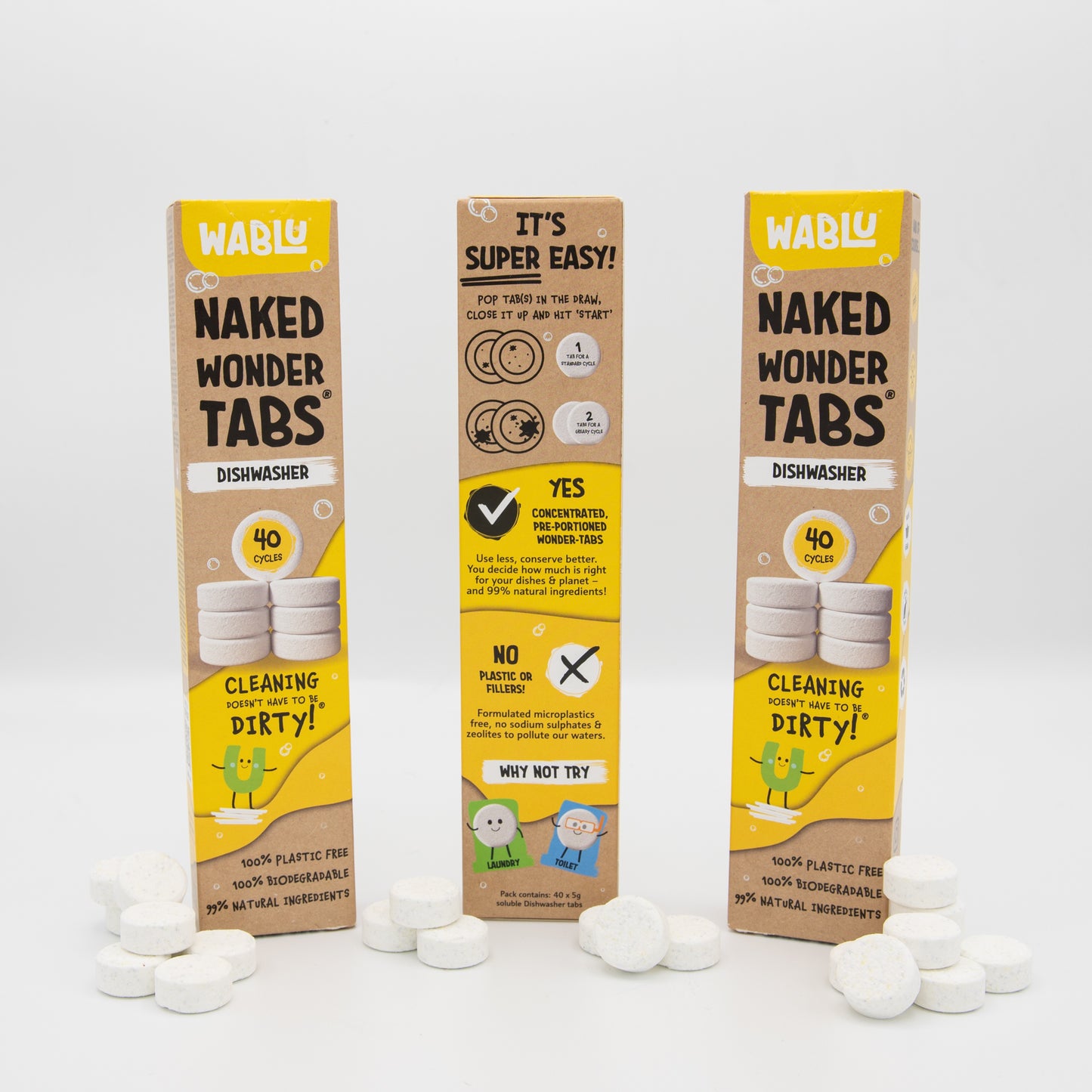 WABLU Naked Wonder Tabs® – Dishwasher Tabs (40 Pack)