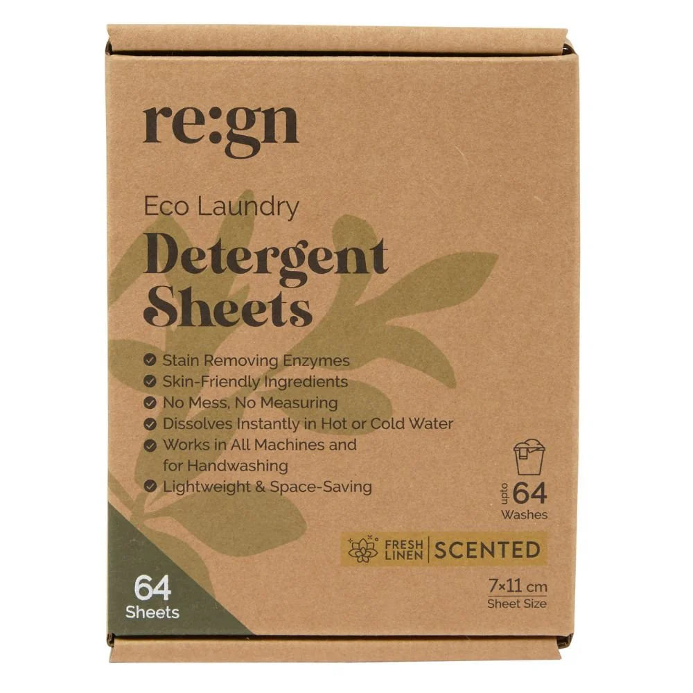 Bio Laundry Detergent Sheets | Enzyme-Powered Stain Remover | Fresh Scent (64 Sheets)