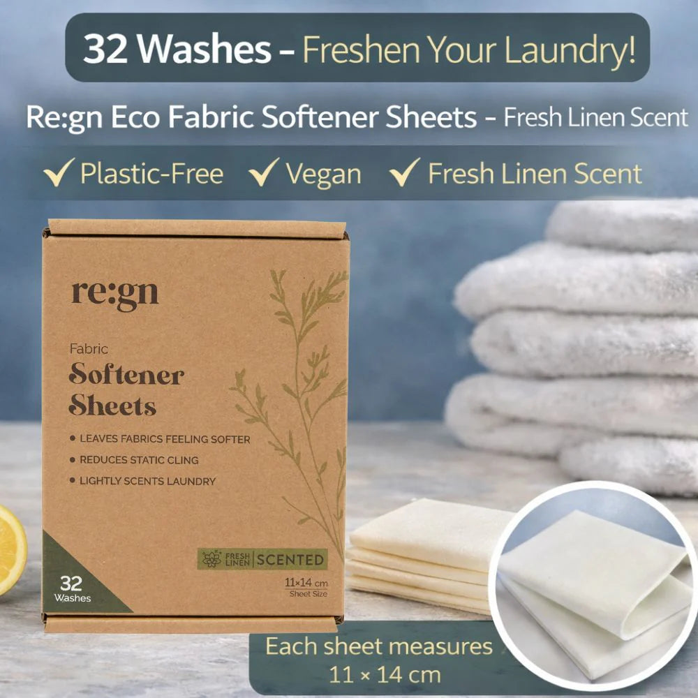 Eco Fabric Softener Sheets | Fresh Linen Scent (32 Washes)