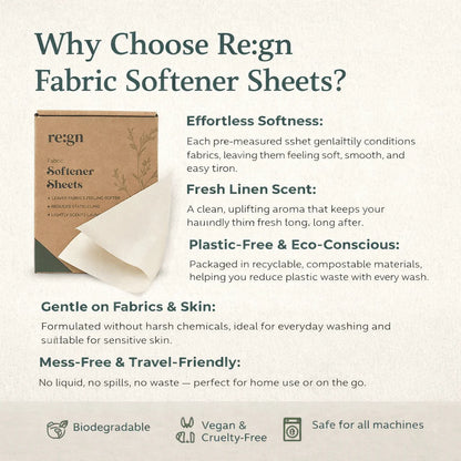Eco Fabric Softener Sheets | Fresh Linen Scent (32 Washes)