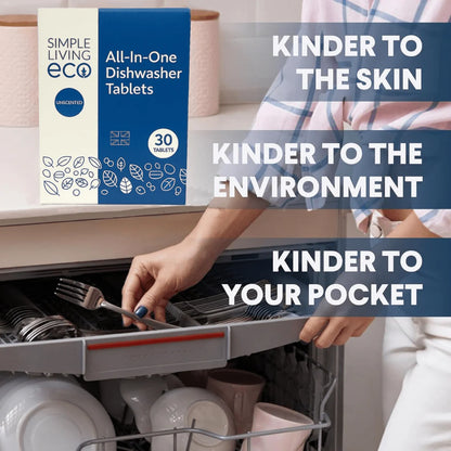 Simple Living Eco All‑In‑One Dishwasher Tablets (30 Tablets) | Unscented